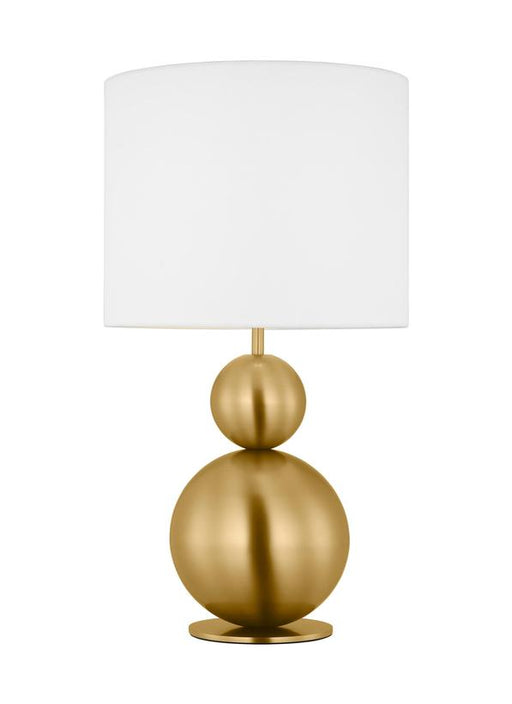 Generation Lighting Kate Spade New York Suki 1-Light Medium Table Lamp In Burnished Brass Finish With White Linen Fabric Shade (KST1221BBS1)