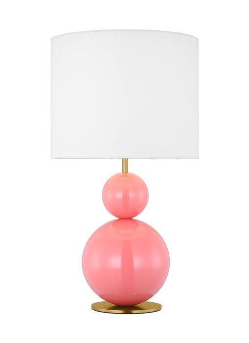 Generation Lighting Kate Spade New York Suki 1-Light Medium Table Lamp In Coral Finish With White Linen Fabric Shade (KST1221CRL1)