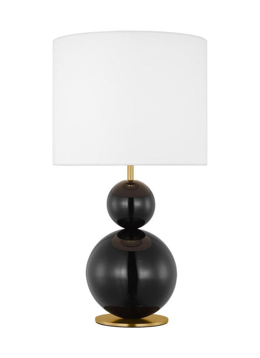 Generation Lighting Kate Spade New York Suki 1-Light Medium Table Lamp In Gloss Black Finish With White Linen Fabric Shade (KST1221GBK1)