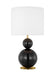 Generation Lighting Kate Spade New York Suki 1-Light Medium Table Lamp In Gloss Black Finish With White Linen Fabric Shade (KST1221GBK1)