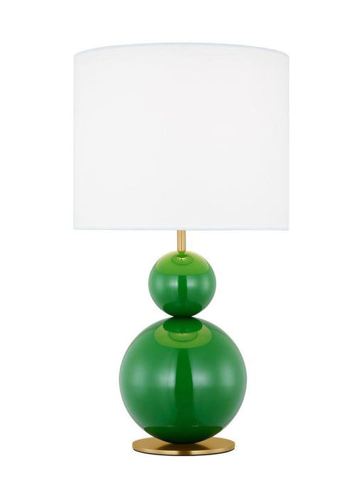 Generation Lighting Kate Spade New York Suki 1-Light Medium Table Lamp In Green Finish With White Linen Fabric Shade (KST1221GRN1)