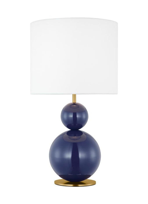 Generation Lighting Kate Spade New York Suki 1-Light Medium Table Lamp In Navy Finish With White Linen Fabric Shade (KST1221NVY1)