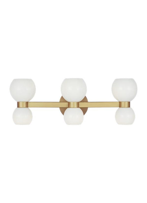 Generation Lighting Londyn Mid-Century Modern Indoor Dimmable 6-Light Vanity Fixture A Burnished Brass With Milk White Glass Shades (KSV1006BBSMG)