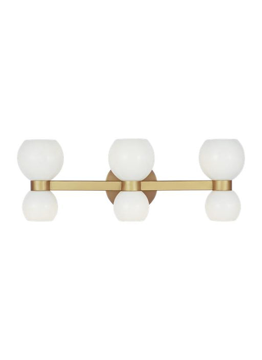 Generation Lighting Londyn Mid-Century Modern Indoor Dimmable 6-Light Vanity Fixture A Burnished Brass With Milk White Glass Shades (KSV1006BBSMG)