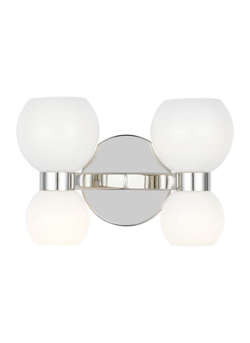 Generation Lighting Londyn Modern Indoor Dimmable Double Sconce Wall Fixture In A Polished Nickel Finish With Milk White Glass Shades (KSW1034PNMG)