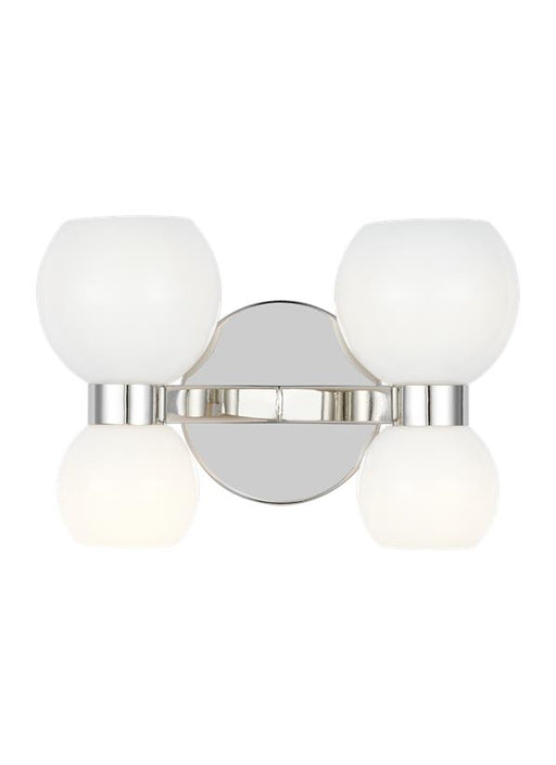 Generation Lighting Londyn Modern Indoor Dimmable Double Sconce Wall Fixture In A Polished Nickel Finish With Milk White Glass Shades (KSW1034PNMG)