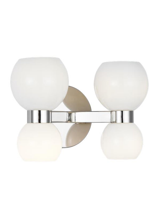 Generation Lighting Londyn Modern Indoor Dimmable Double Sconce Wall Fixture In A Polished Nickel Finish With Milk White Glass Shades (KSW1034PNMG)