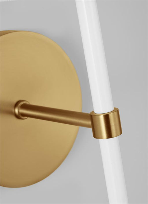 Generation Lighting Monroe Small Single Sconce Burnished Brass Finish With White Linen Fabric Shade (KSW1081BBSGW)