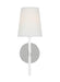 Generation Lighting Monroe Small Single Sconce Polished Nickel Finish With White Linen Fabric Shade (KSW1081PNGW)