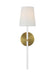 Generation Lighting Monroe Tail Sconce Burnished Brass Finish With White Linen Fabric Shade (KSW1091BBSGW)