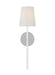Generation Lighting Monroe Tail Sconce Polished Nickel Finish With White Linen Fabric Shade (KSW1091PNGW)