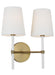 Generation Lighting Monroe Double Sconce Burnished Brass Finish With White Linen Fabric Shades (KSW1102BBSGW)