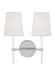 Generation Lighting Monroe Double Sconce Polished Nickel Finish With White Linen Fabric Shades (KSW1102PNGW)