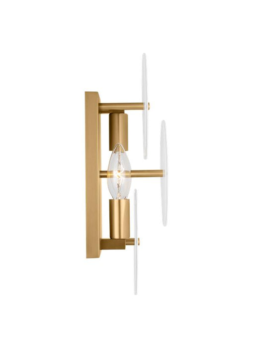 Generation Lighting Kate Spade Emery 2-Light Dimmable Wall Sconce Bath Vanity In Burnished Brass Finish With Glass Shades (KSW1132BBS)