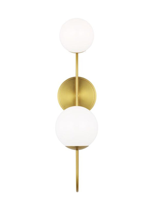 Generation Lighting Kate Spade New York Noemie 2-Light Large Sconce In Burnished Brass Finish With Milk Glass Shade And Milk Glass Shade (KSW1142BBS)