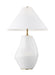 Generation Lighting Contour Short Table Lamp Arctic White Finish With White Linen Fabric Shade (KT1221ARC1)
