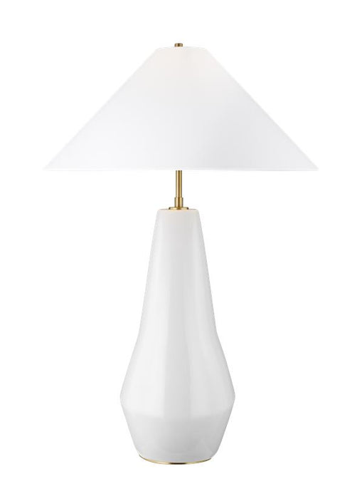 Generation Lighting Contour Tall Table Lamp Arctic White Finish With White Linen Fabric Shade (KT1231ARC1)