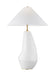 Generation Lighting Contour Tall Table Lamp Arctic White Finish With White Linen Fabric Shade (KT1231ARC1)