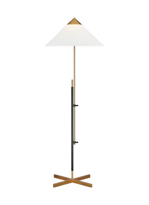Generation Lighting Franklin Floor Lamp Burnished Brass and Deep Bronze Finish With White Linen Fabric Shade (KT1291BBSBNZ1)