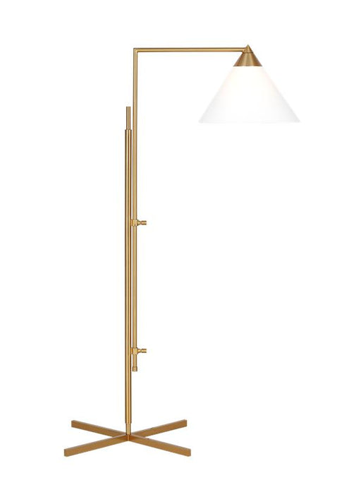 Generation Lighting Franklin Task Floor Lamp Burnished Brass Finish With White Linen Fabric Shade (KT1301BBS1)