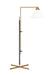 Generation Lighting Franklin Task Floor Lamp Burnished Brass and Deep Bronze Finish With White Linen Fabric Shade (KT1301BBSBNZ1)