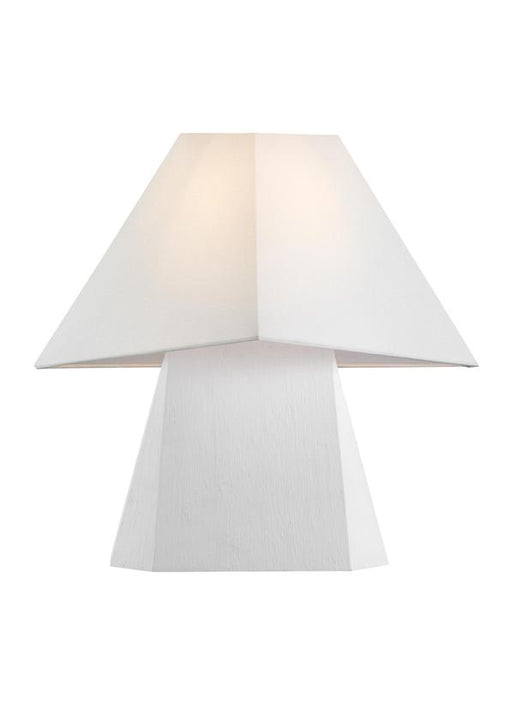Generation Lighting Herrero Modern 1-Light LED Medium Table Lamp In Matte White Finish With White Linen Fabric Shade (KT1361MWT1)