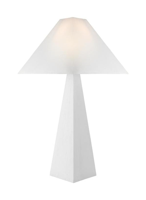 Generation Lighting Herrero Modern 1-Light LED Large Table Lamp In Matte White Finish With White Linen Fabric Shade (KT1371MWT1)
