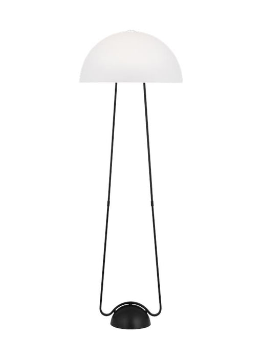 Generation Lighting Kelly Wearstler Nido 1-Light Dimmable Floor Lamp In Midnight Black Finish With White Glass Shades (KT1381MBK1)