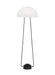 Generation Lighting Kelly Wearstler Nido 1-Light Dimmable Floor Lamp In Midnight Black Finish With White Glass Shades (KT1381MBK1)