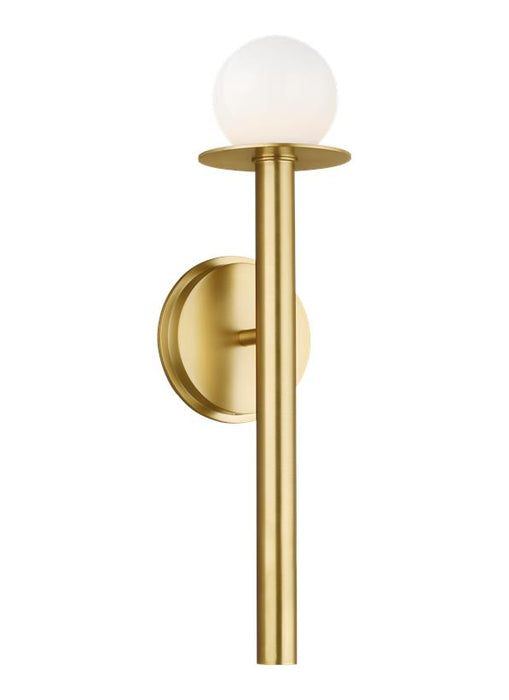 Generation Lighting Nodes Sconce Burnished Brass Finish With Milk White Glass Shade (KW1001BBS)
