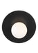 Generation Lighting Nodes Large Angled Sconce Midnight Black Finish With Milk White Glass Shade (KW1041MBK)