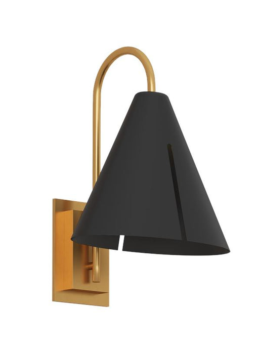 Generation Lighting Cambre Modern 1-Light Integrated LED Indoor Dimmable Small Task Wall Sconce Burnished Brass Gold-Midnight Black Steel Shade (KW1131MBKBBS-L1)