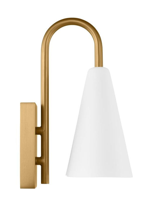 Generation Lighting Cambre Modern 1-Light Integrated LED Indoor Dimmable Small Task Wall Sconce Burnished Brass Gold-Matte White Steel Shade (KW1131MWTBBS-L1)