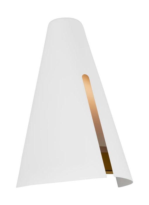 Generation Lighting Cambre Modern 1-Light Integrated LED Indoor Dimmable Small Wall Sconce Burnished Brass Gold-Matte White Steel Shade (KW1141MWTBBS-L1)