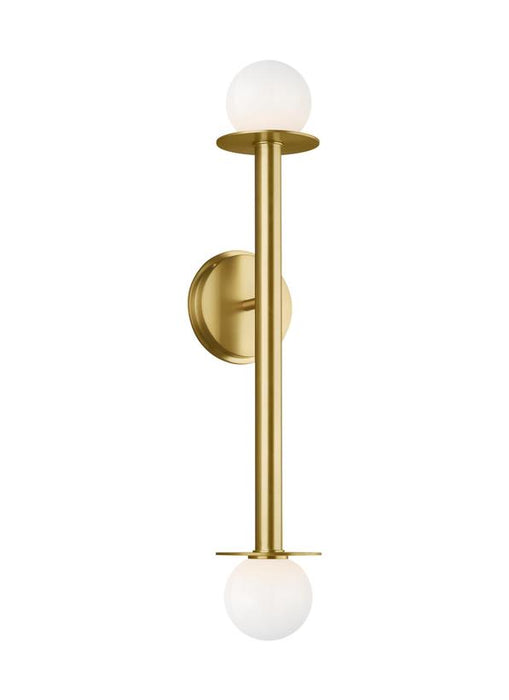 Generation Lighting Nodes Double Sconce Burnished Brass Finish With Milk White Glass Shades (KWL1012BBS)