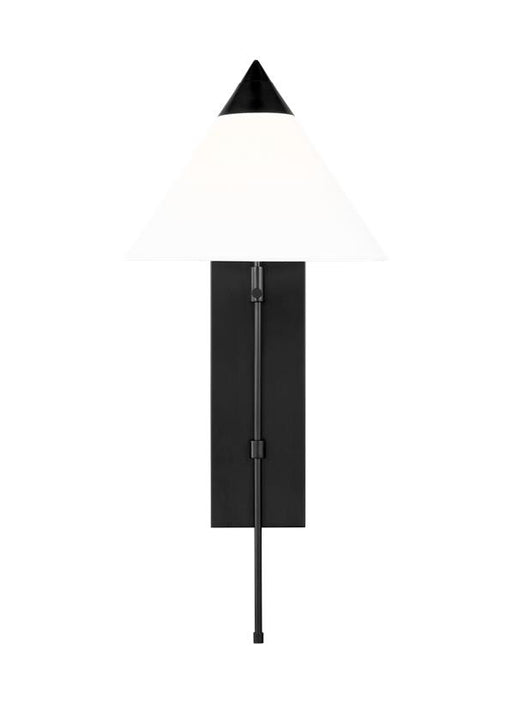 Generation Lighting Franklin Wall Sconce Deep Bronze Finish With White Linen Fabric Shade (KWL1121BNZ)