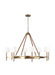Generation Lighting Katie Large Chandelier Time Worn Brass Finish With White Linen Fabric Shades (LC1018TWB)