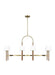 Generation Lighting Katie Linear Chandelier Time Worn Brass Finish With White Linen Fabric Shades (LC1028TWB)