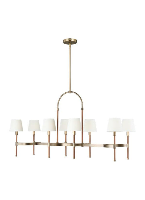 Generation Lighting Katie Linear Chandelier Time Worn Brass Finish With White Linen Fabric Shades (LC1028TWB)