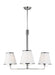Generation Lighting Esther Small Chandelier Polished Nickel Finish With White Linen Pleated Fabric Shades (LC1173PN)