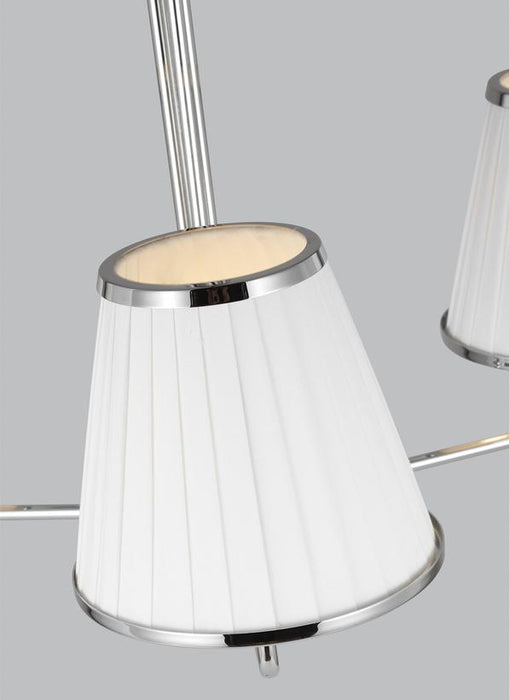 Generation Lighting Esther Small Chandelier Polished Nickel Finish With White Linen Pleated Fabric Shades (LC1173PN)