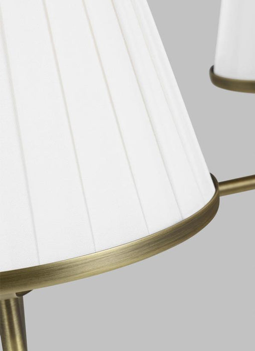 Generation Lighting Esther Small Chandelier Time Worn Brass Finish With White Linen Pleated Fabric Shades (LC1173TWB)