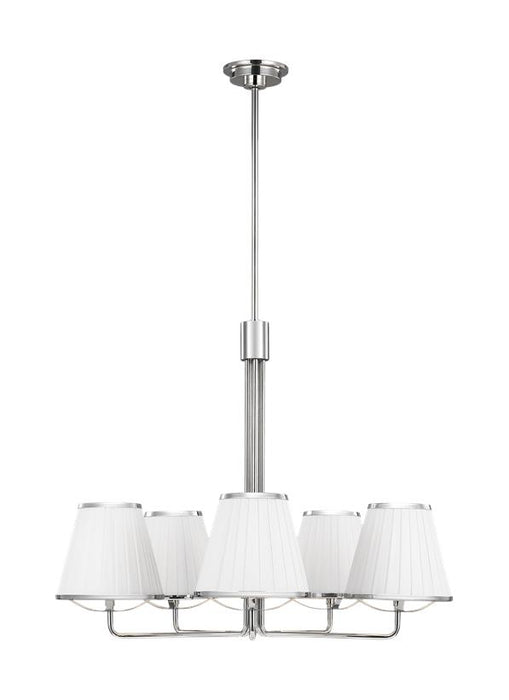 Generation Lighting Esther Medium Chandelier Polished Nickel Finish With White Linen Pleated Fabric Shades (LC1185PN)