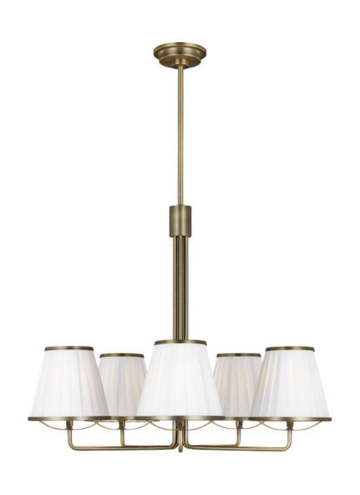 Generation Lighting Esther Medium Chandelier Time Worn Brass Finish With White Linen Pleated Fabric Shades (LC1185TWB)
