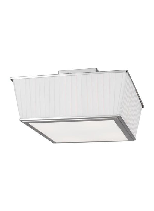 Generation Lighting Esther Flush Mount Polished Nickel Finish With Milk White Glass Diffuser And White Linen Pleated Fabric Shade (LF1044PN)