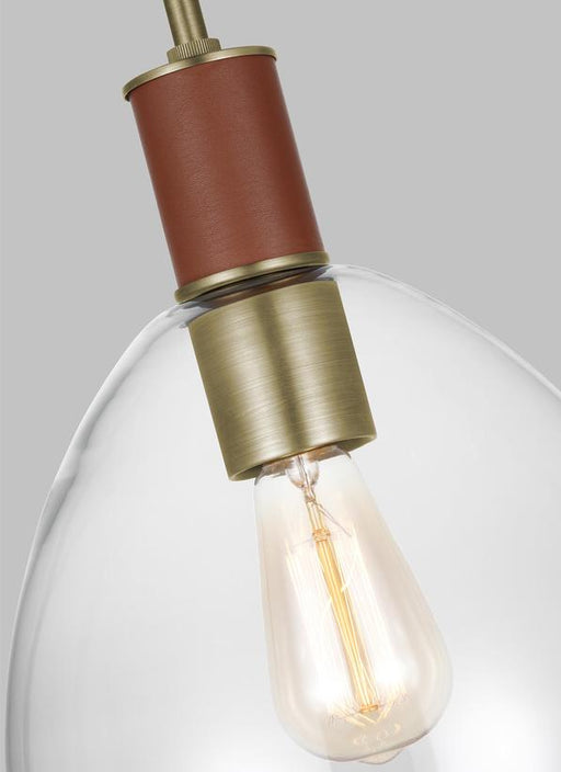 Generation Lighting Hadley Small Pendant Time Worn Brass Finish With Clear Glass Shade (LP1041TWBCG)