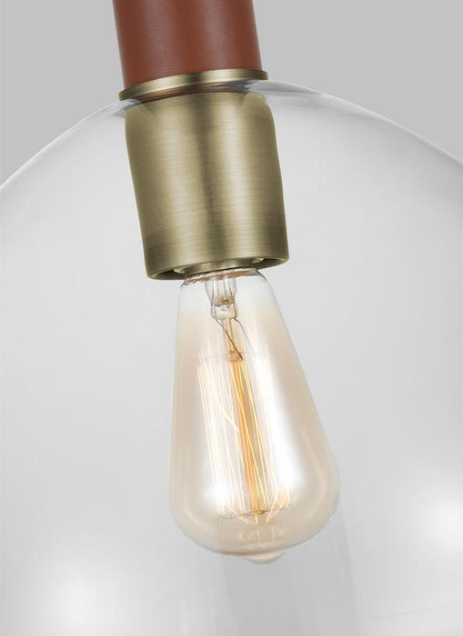 Generation Lighting Hadley Medium Pendant Time Worn Brass Finish With Clear Glass Shade (LP1051TWBCG)