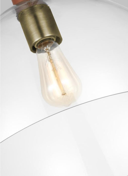 Generation Lighting Hadley Large Pendant Time Worn Brass Finish With Clear Glass Shade (LP1061TWBCG)