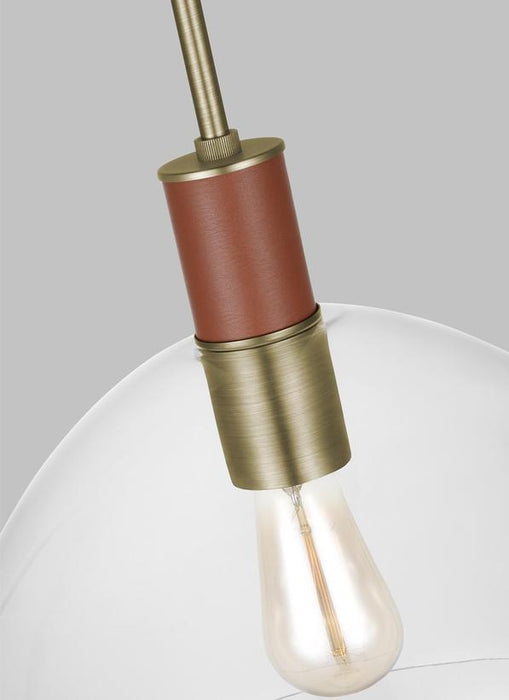 Generation Lighting Hadley Large Pendant Time Worn Brass Finish With Clear Glass Shade (LP1061TWBCG)