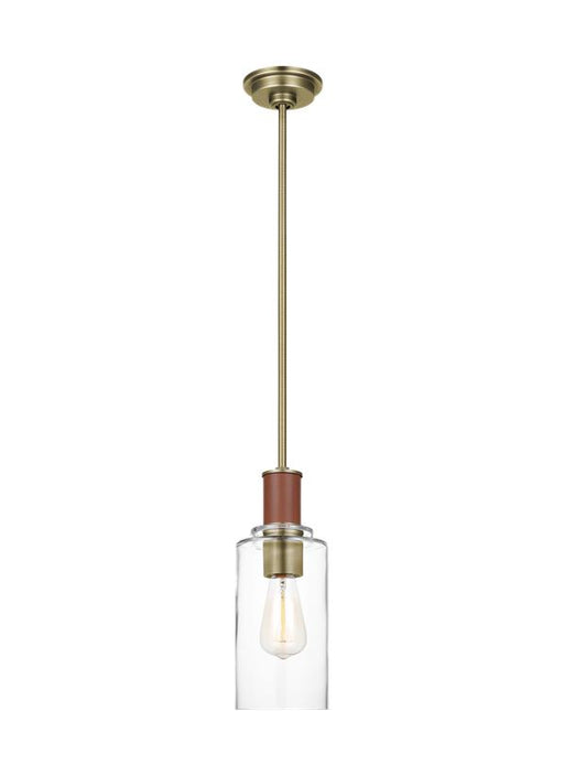 Generation Lighting Hadley Tall Pendant Time Worn Brass Finish With Clear Glass Shade (LP1071TWBCG)